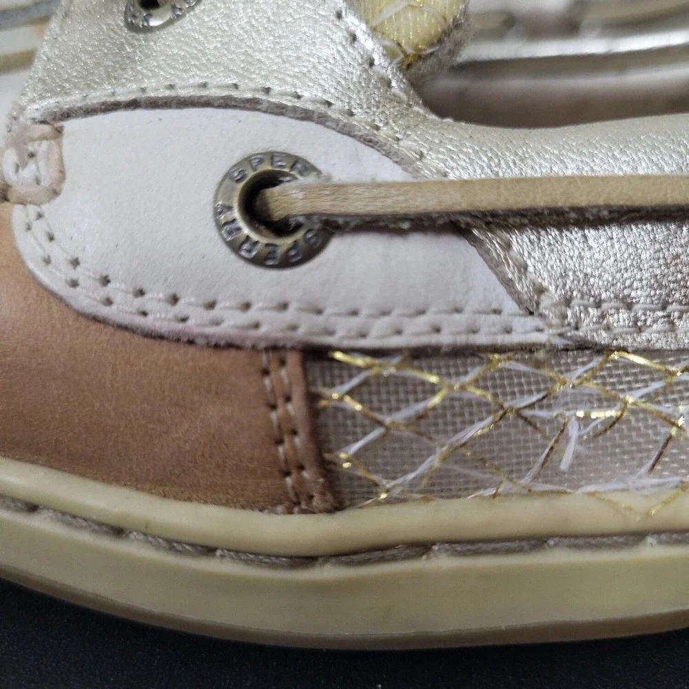 Sperry Top Sider Womens STS93259 White Silver Round Toe‎ Boat Shoes Size 10 M - Picture 3 of 6